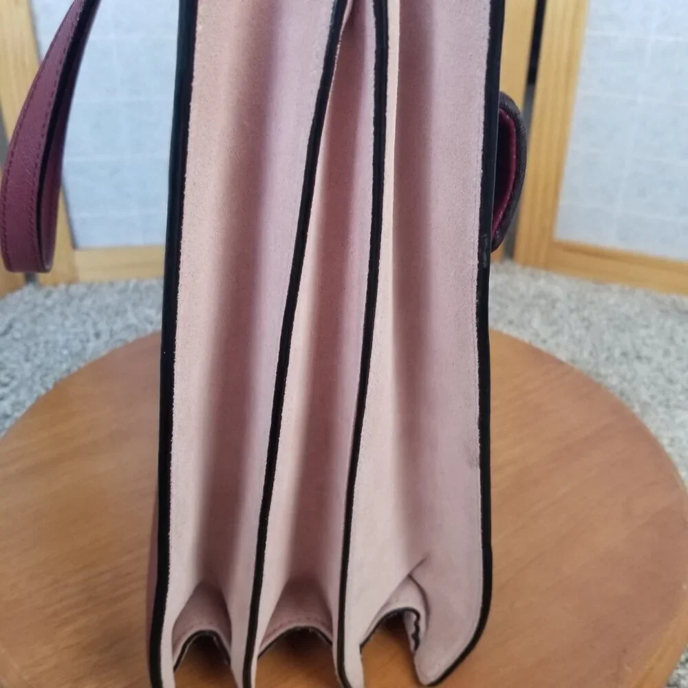 Kate Spade Large Tote Zarinah Hyde Tote Pink Burgundy Leather Suede Shoulder Bag - Picture 4 of 12